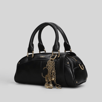 Chloé Mini Bag in Pelle Nera con Charm Logo e Tracolla Removibile