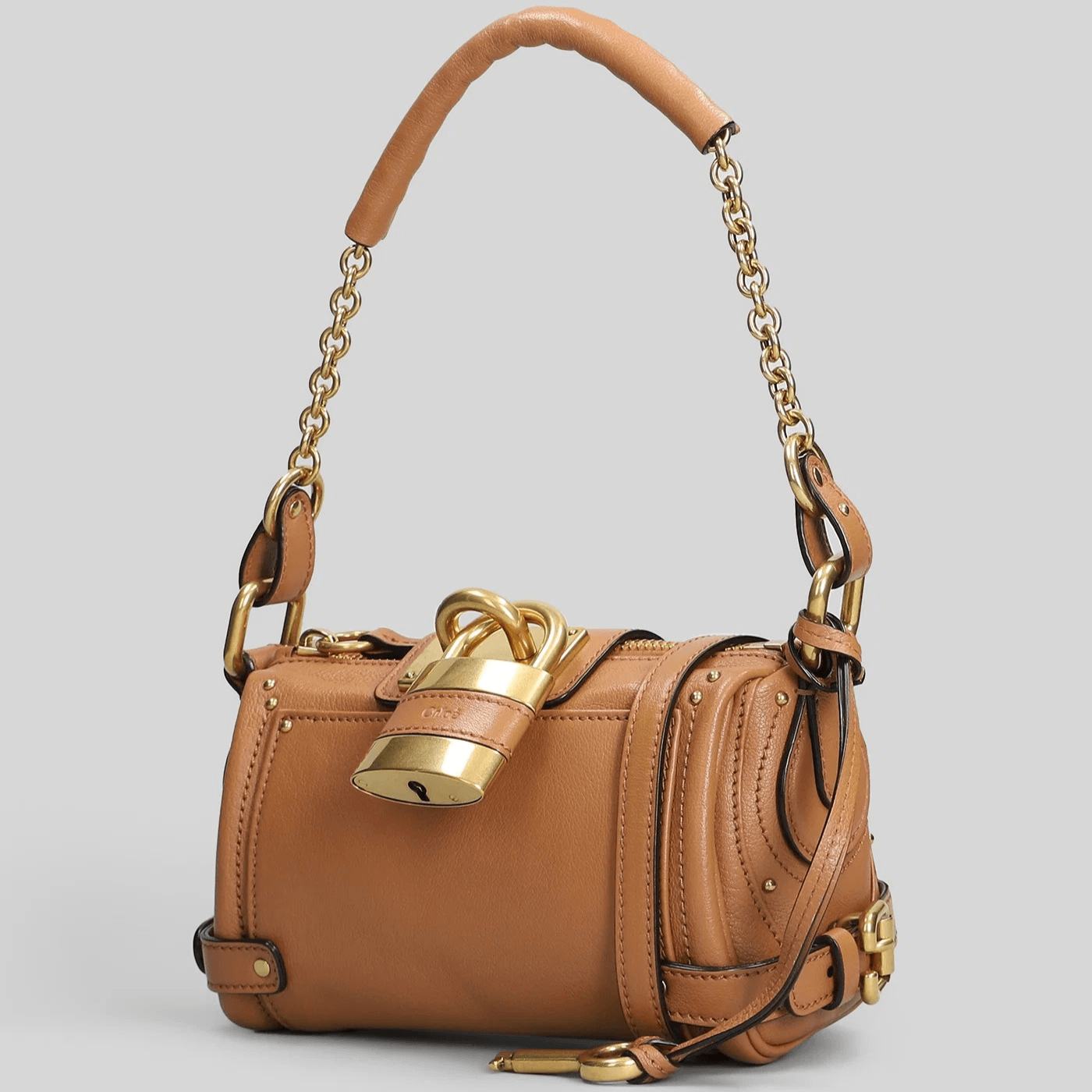 Chloé Borsa a Spalla in Pelle con Manico a Catena, borsa in pelle con lucchetto e catena