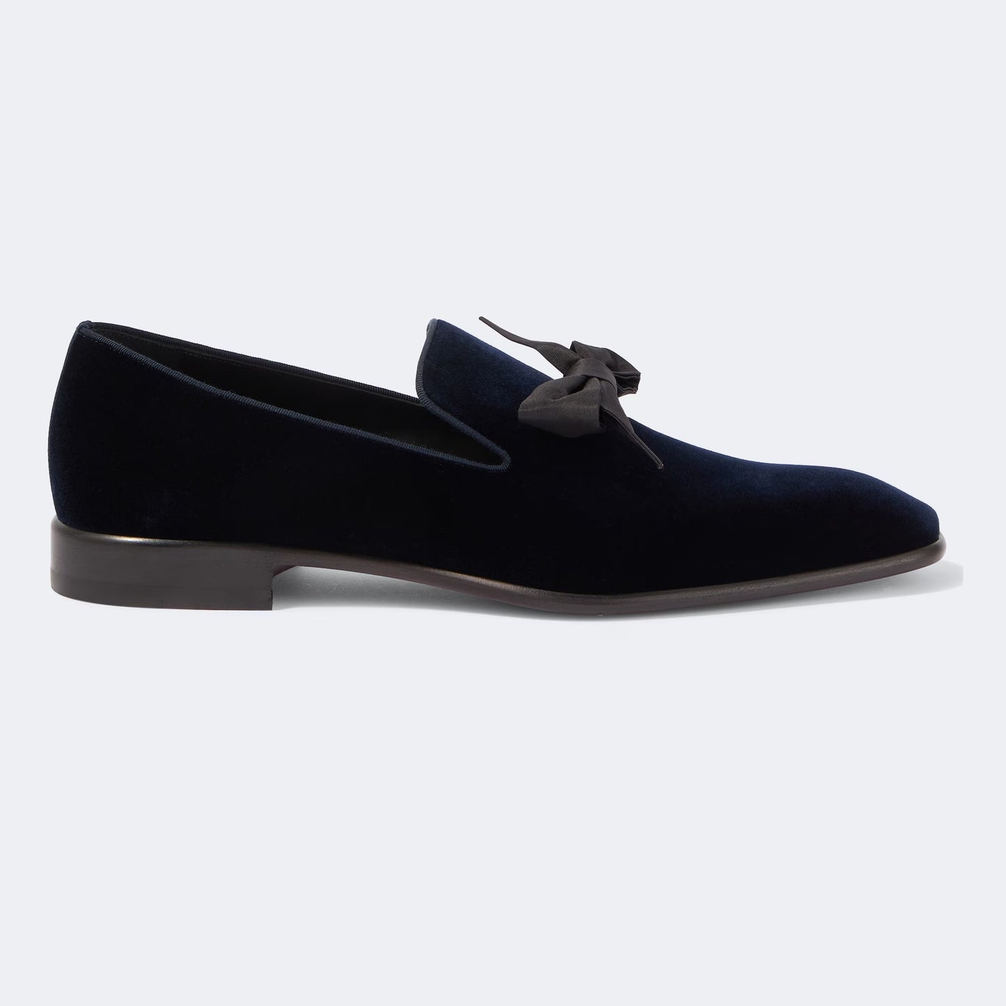 CHRISTIAN LOUBOUTIN Mocassini in Velluto Blu con Fiocco in Taffetà
