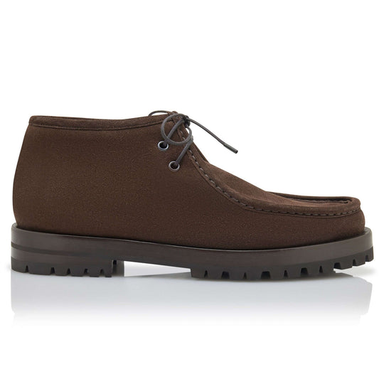 Stivaletti alla Caviglia in Suede Marrone, design elegante, suola in gomma carrarmato, collezione esclusiva CMI.