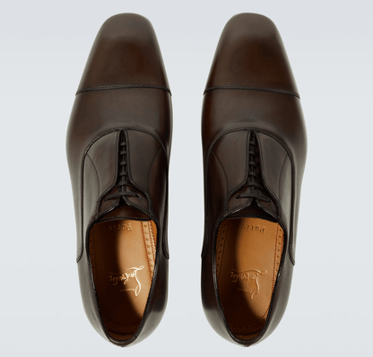 stringate in pelle made in Italy 998M1T01H100, scarpe eleganti in pelle marrone, punta a mandorla con lacci