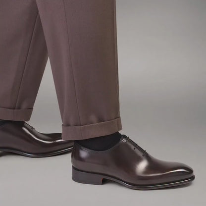 Santoni Stringate Oxford in Pelle Anticata Marroni - Originali con Certificato