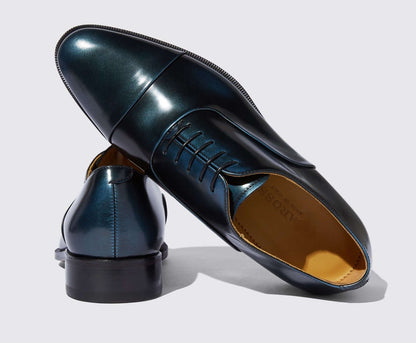 Stringate made in Italy 100S01C00R300 Blu, scarpe Oxford realizzate a mano con superficie lucidata.