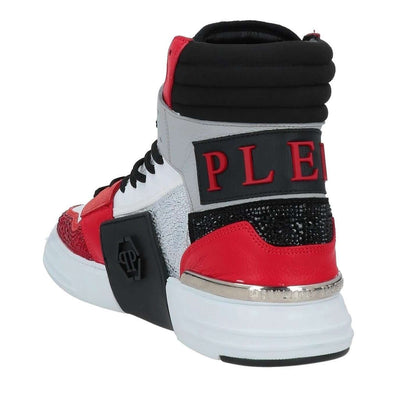 Sneakers colore multicolore con dettagli in pelle e strass, suola in gomma, design alto e comodo.