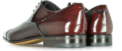 Scarpe stringate di lusso eleganti made in Italy, modello Oxford in pelle con tomaia in Peccary e suola in cuoio.