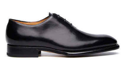 Stringate eleganti in pelle di vitello FBI-STR.001N, scarpe classiche nere in pelle lucida con allacciatura.