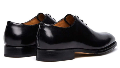 Stringate eleganti in pelle di vitello FBI-STR.001N, scarpe classiche nere in pelle lucida con allacciatura.