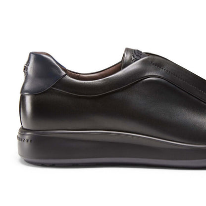 Sneakers artigianali pelle marrone FRT-SNK07501 con elastici incrociati, stile raffinato e comfort.
